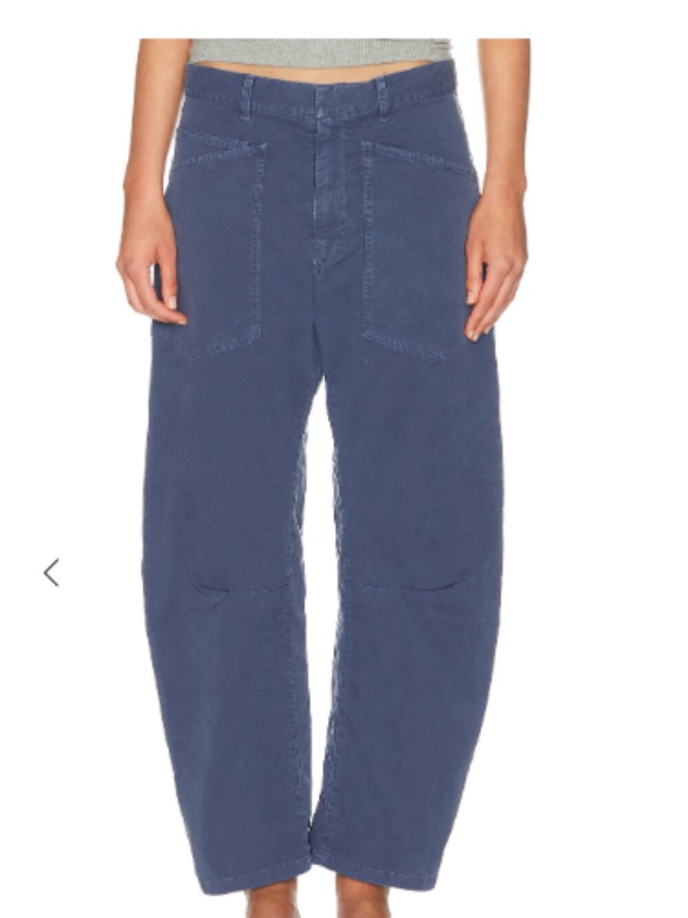 Nili Lotan Shon Vintage Washed French Navy Barrel Leg Pants
